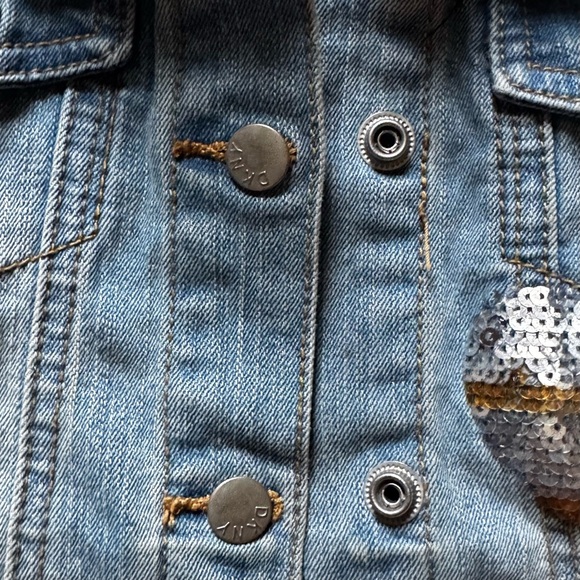 DKNY Blue and Gold Jean Jacket with Bold Back Design - Picture 8 of 10